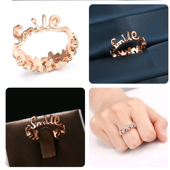 2 in 1 Letters Star White Zircon Size 5.5 - Picture 3 of 7